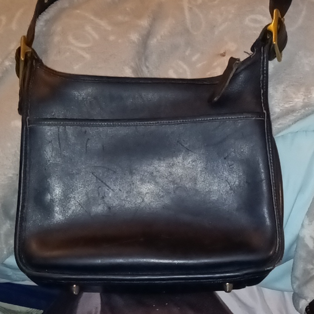 Coach Black Leather Janice Legacy Zip Crossbody shoulder bag
